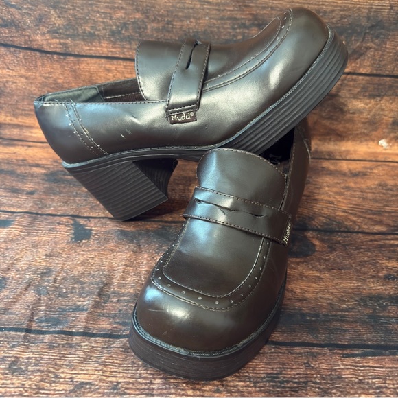 Mudd Shoes - Vintage 90s Mudd Chunky Platform Loafers 🤎 Dark Academia // Size 10